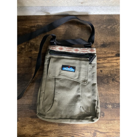 Kavu Handbags - KAVU Keeper Travel Bag Crossbody Sling Bag Canvas Olive Color Purse